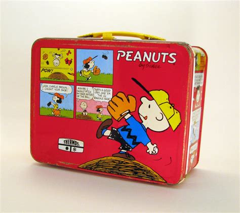 peanuts charlie brown lunch box metal|peanuts lunch box 1970s.